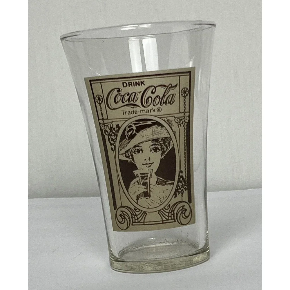 Coca Cola Flair Glass Vintage 80s Archive Re-Creation Victorian Lady Clear 16 oz